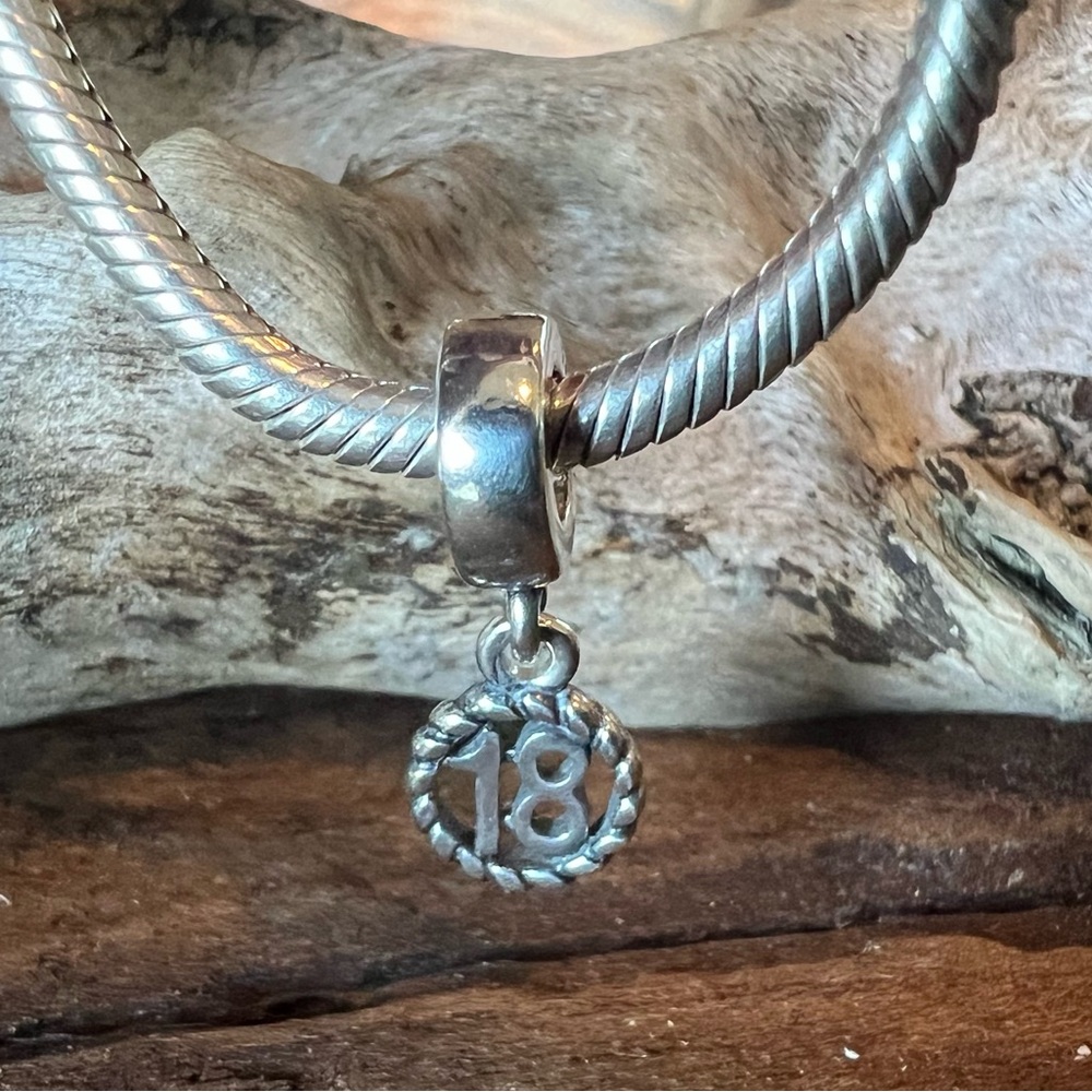 Authentic Pandora Charm 18 Dangle Sterling Silver 18th Birthday Dangle Teen